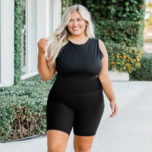 we fleece 8" Plus Size Biker Shorts with Pockets, High Waist