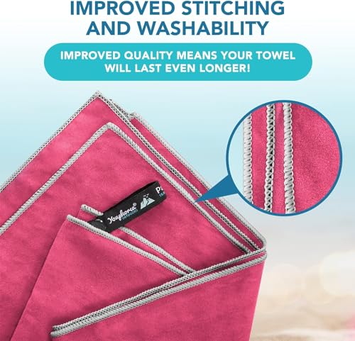 Microfiber Travel Towel - Fast Drying Lightweight Towel - Ruby/Gray 12x24