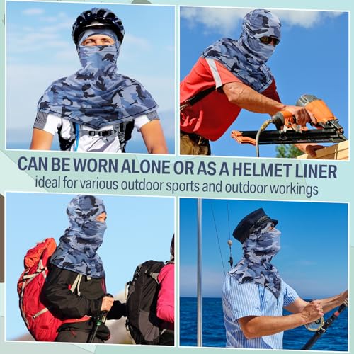 Full Face Balaclava Sun Protection Mask - Breathable Motorcycle Hood - Black/Blue
