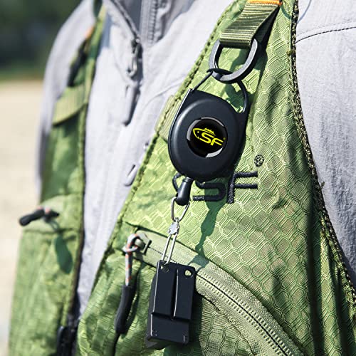 Fly Fishing Zinger Retractor - 3PCS Steel Cord, Black