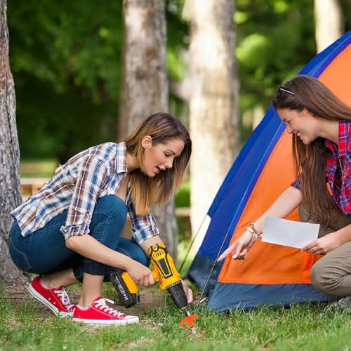 Orange 8-Inch Heavy Duty Screw-In Tent Stakes - 20 Pack Camping Ground Anchors