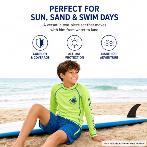 Kids Boys Swim Set Rash Guard & Trunks 2-Piece Bathing Suit