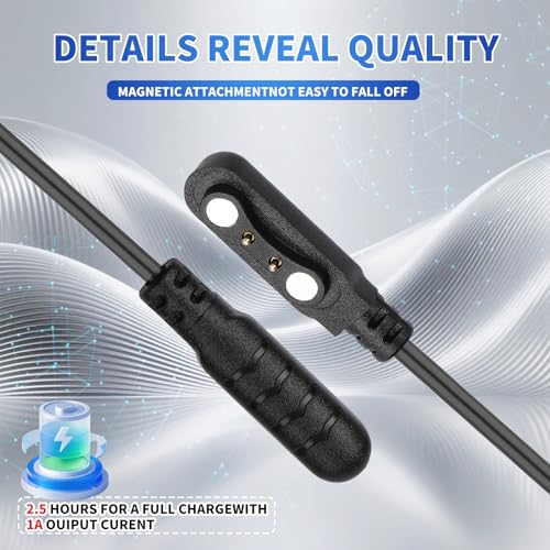Smart Watch Charger Cable - 2 Pin USB Cord, 4mm Contact