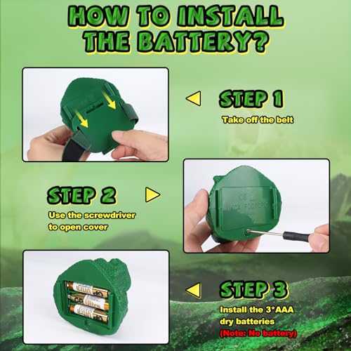 Dinosaur Headlamp for Kids - LED Flashlight with Roar & Silent Mode - Green