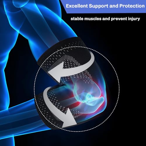 Compression Elbow Brace with Pads - Medium Black Sleeve for Pain Relief