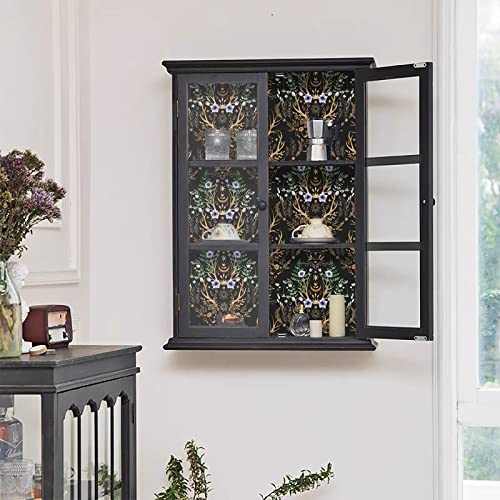 HAOKHOME Gothic Wallpaper Peel and Stick Retro Floral Damask Bronze/Black/Purple Witchy Wall Decor Bathroom Removable Mural 17.7in x 6.5ft