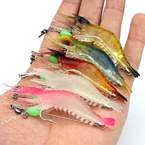 Luminous Shrimp Lure Set - 5 Soft Baits for Night Fishing