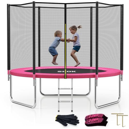 8FT Outdoor Trampoline for Kids - Hot Pink, ASTM Approved, 400LBS