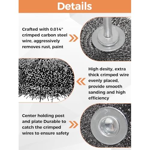 Wire Wheel Brush 2x7/8in for Drill 2Pack, Heavy Duty Carbon Steel Wire Brushes for Rust,Paint,Oxides,Corrosion Removal 1/4in Shank Drill Rotary Attachment