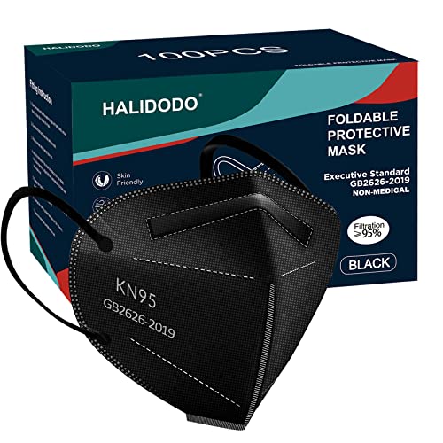 HALIDODO Face Mask 100 Pack Breathable 5-Layer Filter Efficiency¡Ã95%