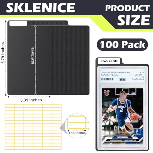 100 Plastic Trading Card Dividers with Labels - 3.3 x 5.8 Inch