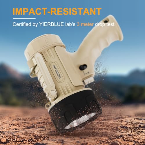 YIERBLUE Pearl Rechargeable LED Spotlight Flashlight, Waterproof, Impact-Resistant