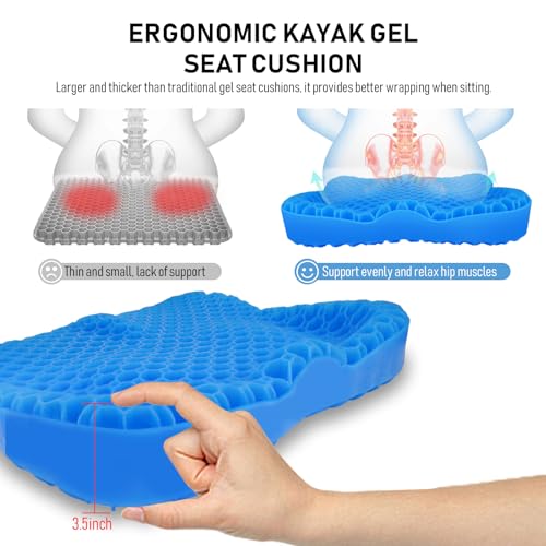 NEW-Vi Blue Extra Large Anti-Slip Kayak Seat Cushion Gel Waterproof Pain Relief