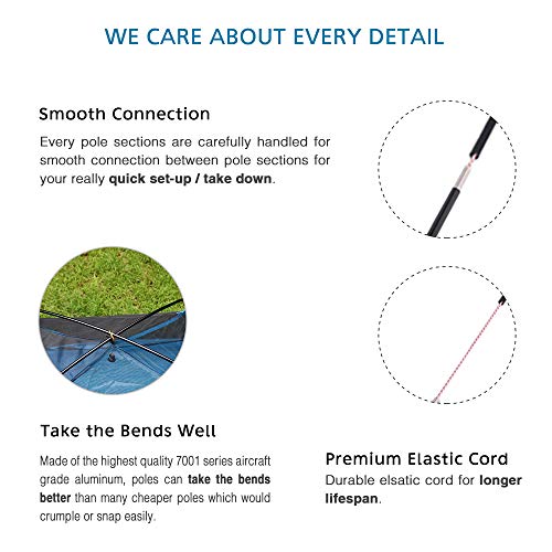 Lightweight Aluminum Tent Pole Repair Kit for Male & Female Ends