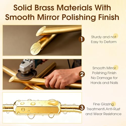 Gold Carabiner Keychain - 4 PCS Brass Key Ring with Screw Lock Clip
