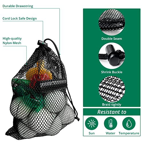 Nylon Mesh Drawstring Bags - 2 Pack for Golf Balls & Sports Gear