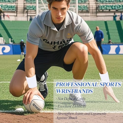 6 Pack Sweatbands - Breathable Wrist Bands for Sports - White