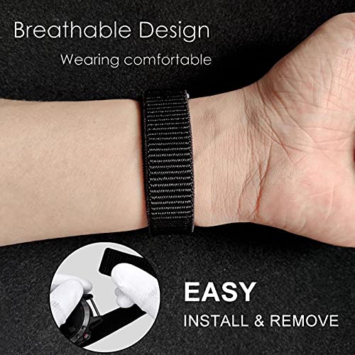 Abanen Black Hook & Loop Quick Dry 20mm Watch Band for Garmin Fenix 8 / Epix Pro / Fenix 7S-5S & Instinct 2S E