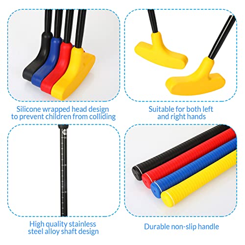 Adjustable Golf Putter Set for Kids - 4 Pack with Balls, Multicolor