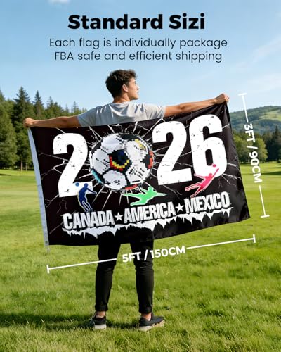 World Soccer Flag 5x3 FT - USA, Canada, Mexico Football Banner