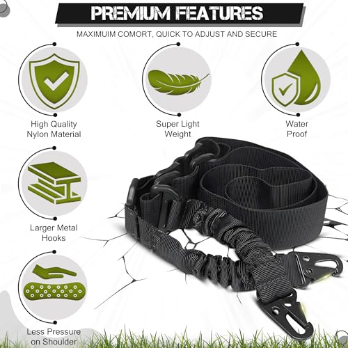 Adjustable Two Point Sling - Durable Nylon Rope for Rifle - Black