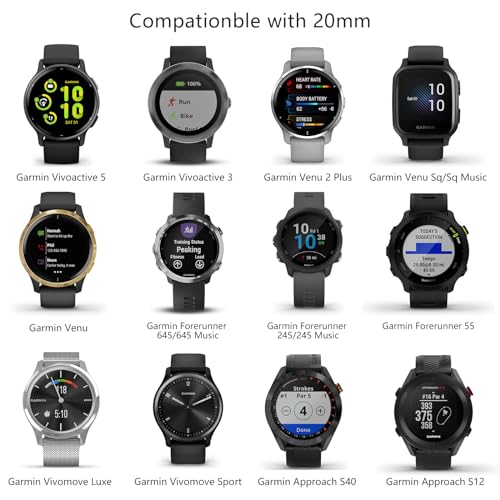 Flower Engraved Black Watch Band for Garmin Vivoactive & Venu