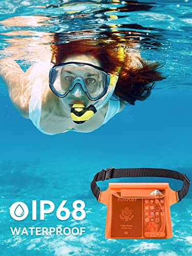 HEETA Waterproof Fanny Pack Dry Bag for Phone & Valuables - Orange & Pink, 2 Pack