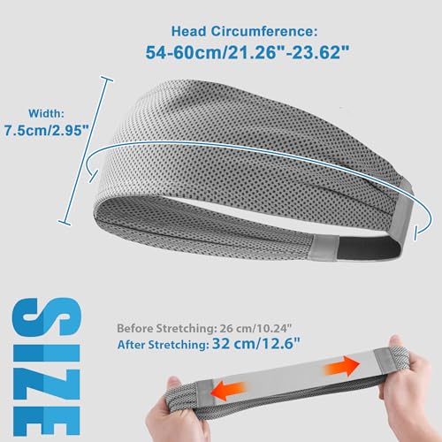 Sukeen Cooling Headbands for Men 6-Pack - Moisture-Wicking Sweatbands for Sports & Fitness, Black, Gray & Blue