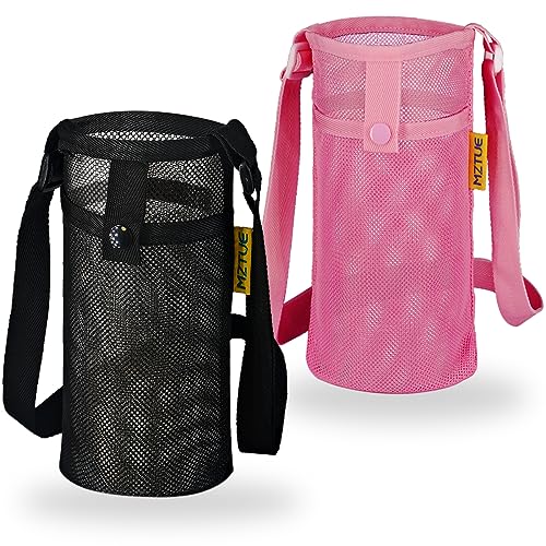 Pink & Black Hands-Free Water Bottle Carrier with Adjustable Strap for Hiking & Walking
