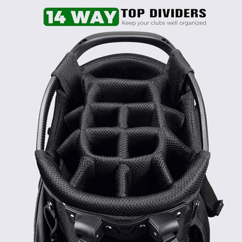 Lightweight 14-Way Golf Stand Bag with Dual Straps - Black
