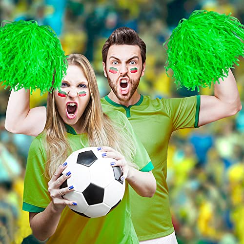 18-Piece Green Cheerleading Pom Poms with Baton Handles