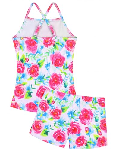 Girls' Sleeveless Swimsuit with Back Cutout & Removable Pad - 6-14 Years