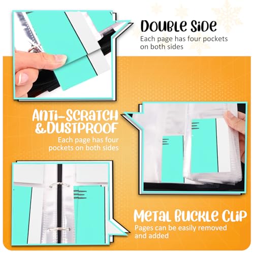4-Pocket Card Binder - Collectible Trading Card Album - Light Cyan