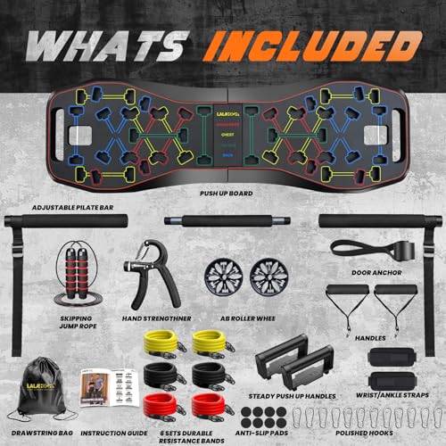 Push Up Board with Ab Roller & Resistance Bands - Black ProMax Premium Kit