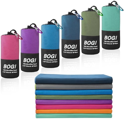 BOGI Microfiber Travel Sports Towel Set Mint 16x32 Inches - Quick Dry & Compact