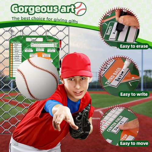 Magnetic Baseball Lineup Board with 40 Sheets - Green