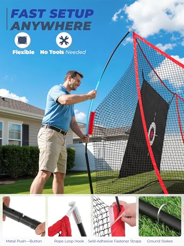 Sturdum 10x7ft Golf Hitting Net with Side Nets - Basic Training Set for Practice