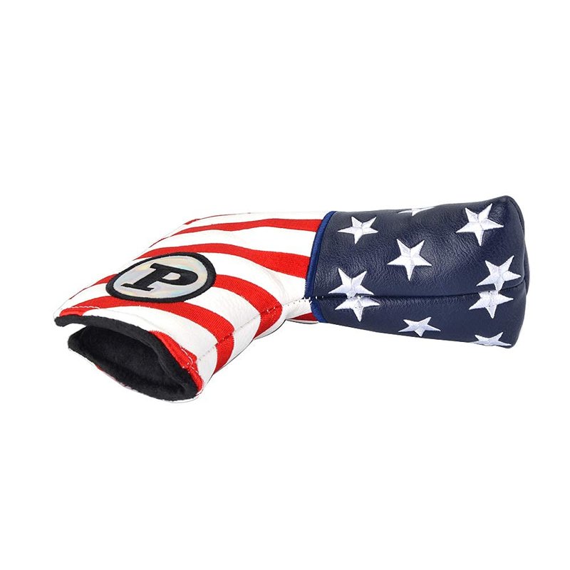 GOOACTION 1PC USA Golf Club Blade Putter Cover Magnetic Closure with Creative Stars and Stripes American Flag Pattern Synthetic Leather Patriotic Golf Head Cover