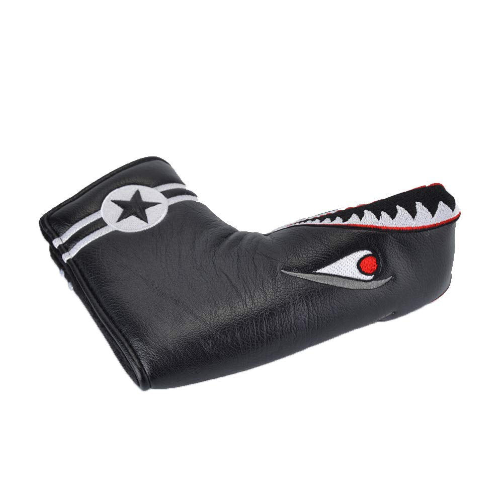 GOOACTION Shark Golf Club Blade Putter Head Cover, Creative Cartoon Animal Pattern Synthetic Leather Headcovers, Perfect for Golf Course & Travel Protection