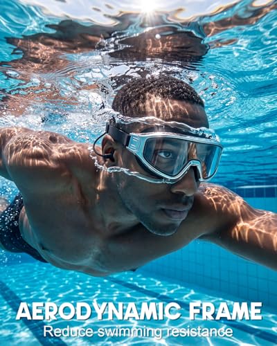 Swim Goggles 2 Pack - Rimless Wide View Anti-Fog UV - Electroplated Silver