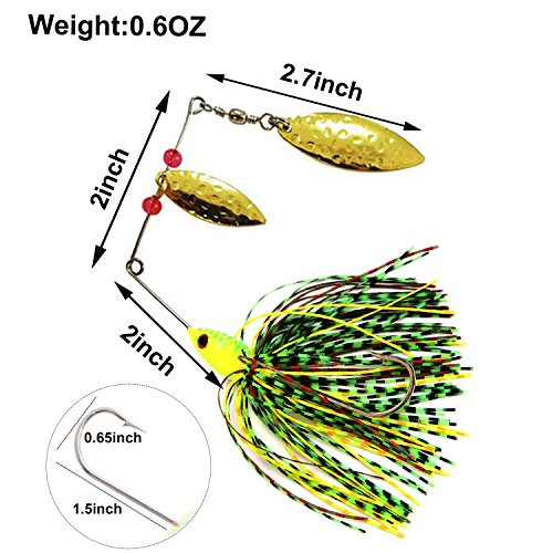 Shaddock 6pcs Spinner Baits Lures Kit for Bass Pike Trout Salmon