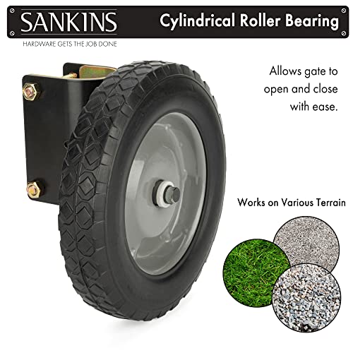 Gate Wheel 8" Rubber Gate Caster Heavy Duty Gate Helper Support Wheel Side Mount for Swing Gate Metal Tube Fence Chain Link Gate,Fits 1-5/8" to 2" O.D. Round Tube Gate Frames(1 Pack)