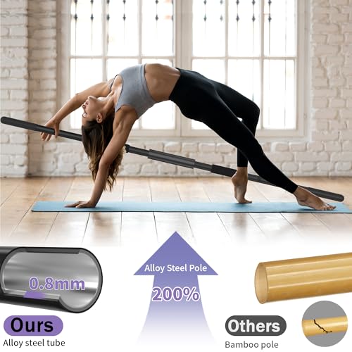 Adjustable Yoga Stick - 58 Inch Sturdy Alloy Steel for Stretching and Balance