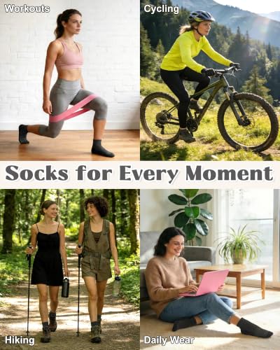 Quarter Hiking Socks for Women - Ankle Compression Socks, Satin Black