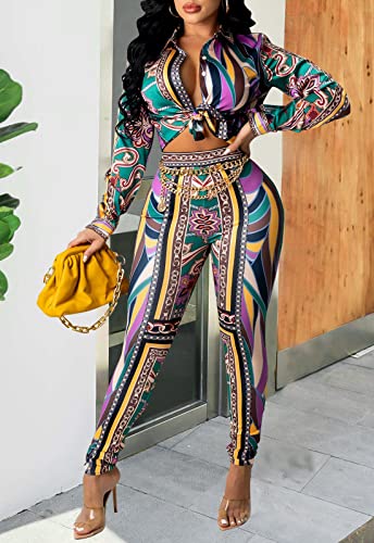 YouSexy Women's Floral Print Leggings & Pants Set - Purple, Small