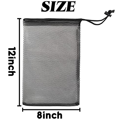 10-Pack Nylon Mesh Drawstring Bags with Cord Lock for Sports & Laundry, 8x12 Inch