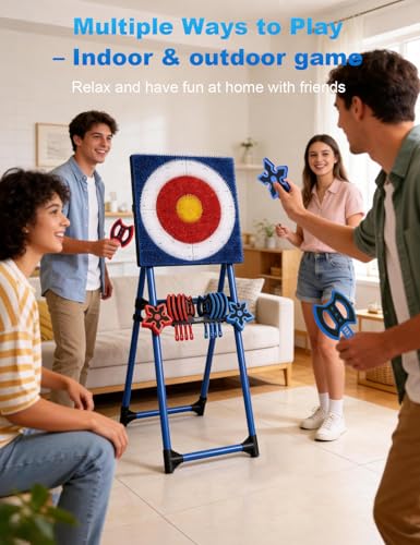 Backyard Axe Throwing Game Set - 8 Axes & 8 Darts, Blue