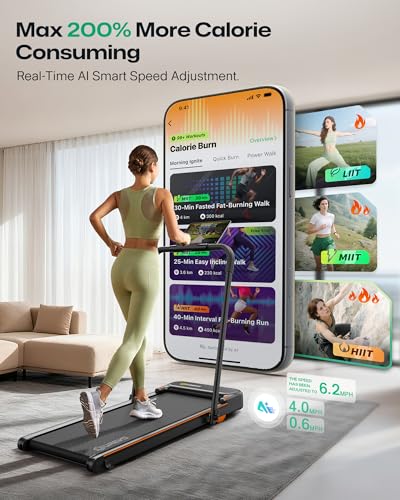 2-in-1 Folding Treadmill with Safety Handle - Flaxen