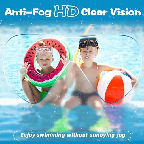 Kids Swimming Goggles with Nose Cover - Anti-Fog No Leakage - Pink