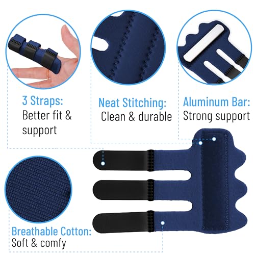 Finger Splint for Arthritis Relief - 4 Pack Blue